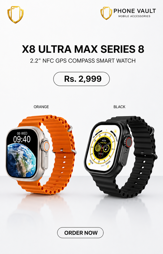X8 Ultra Max Series 8 2.2" NFC GPS Compass Smart Watch