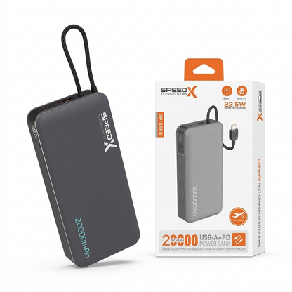SpeedX SP-S285 — 20000mAh Power Bank, 22.5W Fast Charging