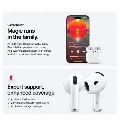 Apple AirPods 4 Bluetooth 5.3 Earbuds with USB-C Charging Case