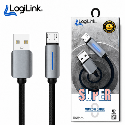 LogiLink — Micro USB Cable, 1M Braided