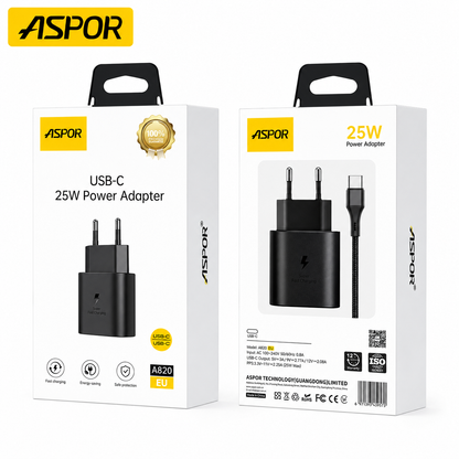 Aspor A820EU — 25W USB-C Fast Charger