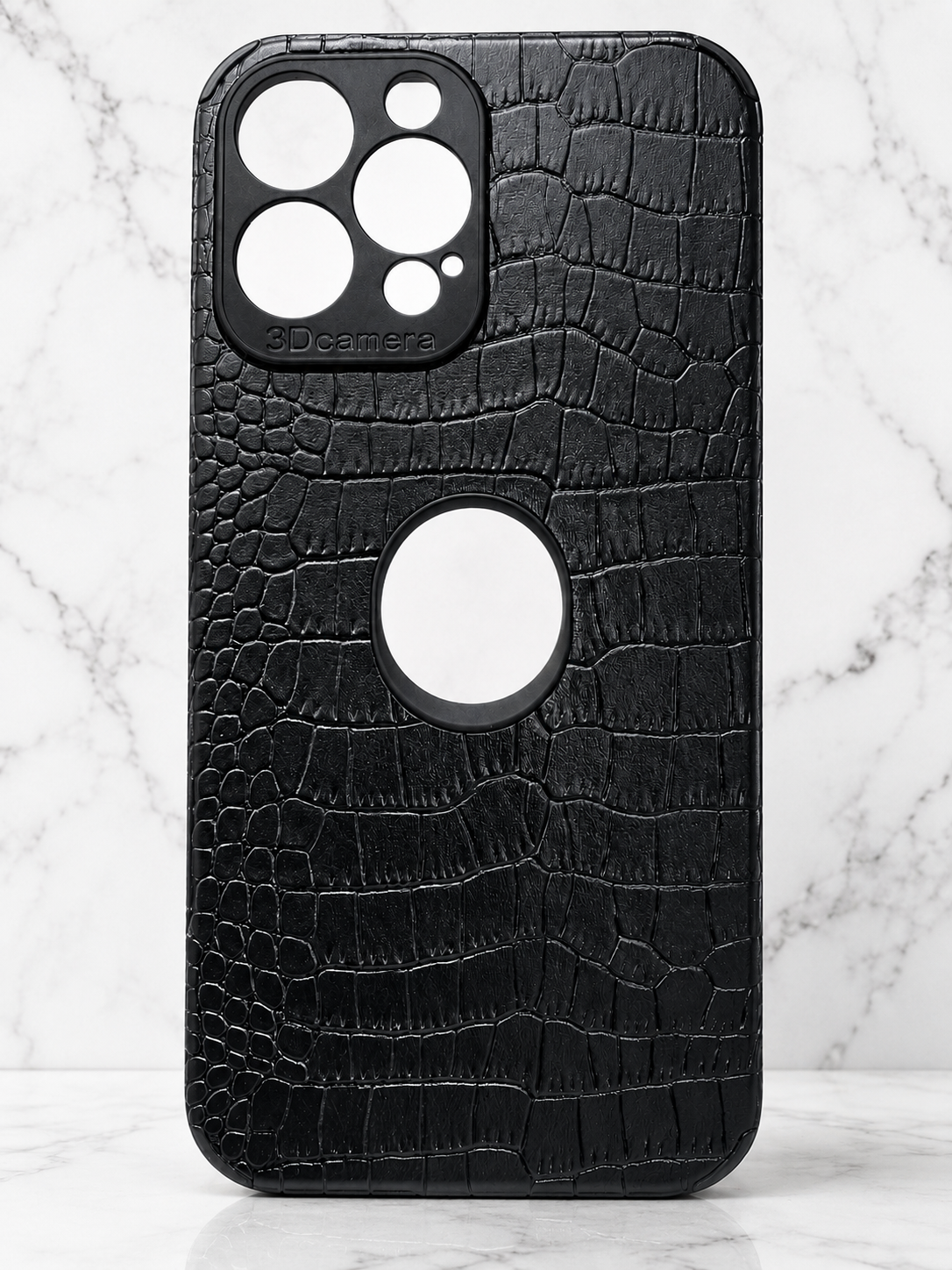 Croco Leather iPhone Case – Black | 3D Camera Protection