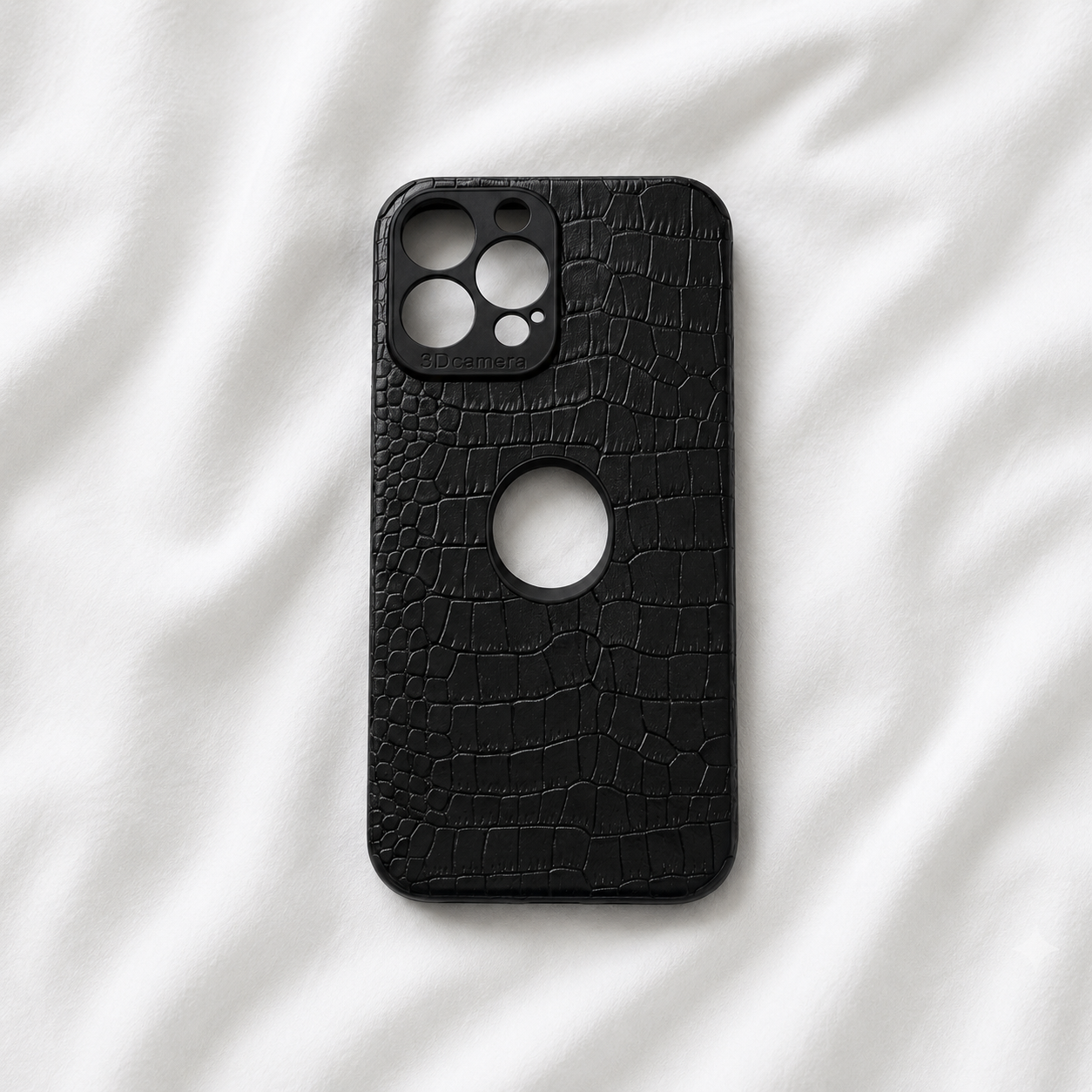 Croco Leather iPhone Case – Black | 3D Camera Protection