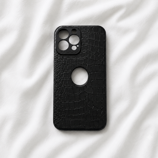 Croco Leather iPhone Case – Black | 3D Camera Protection